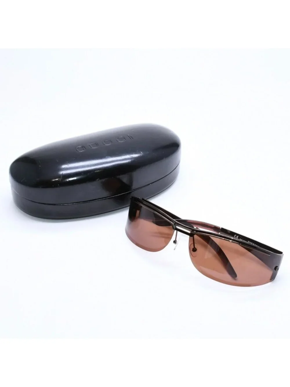 Gucci Shield Sunglasses Eyewear S Brown Metal